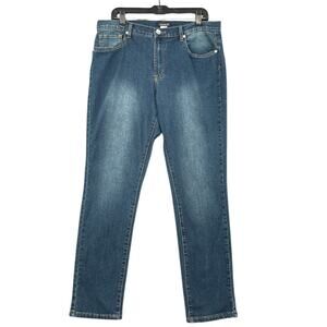 VENUS Blue Five-Pocket Belt Loops Diamond Button Closure Straight‎ Leg Jeans 16